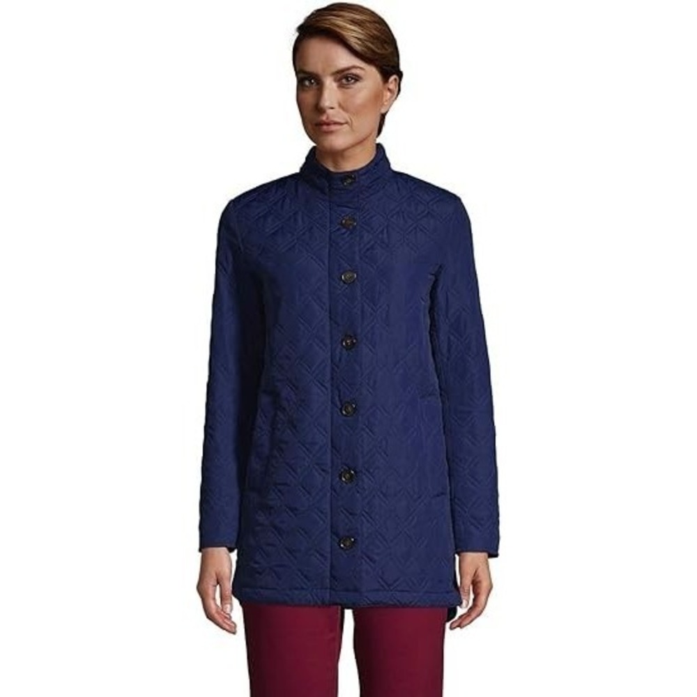 Lands' End Women's Quilted Barn Insulated Coat Deep Sea Navy‎ Regular Small